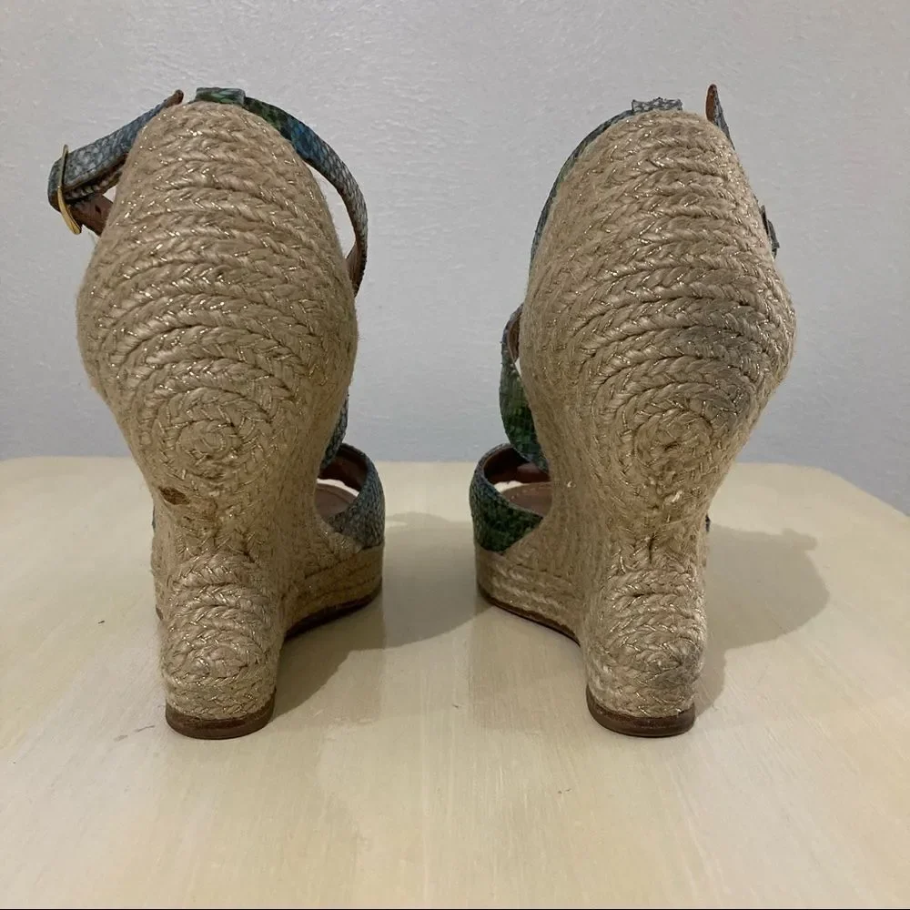 Paloma Barcelo Multicolor Snake Print Espadrille Wedges